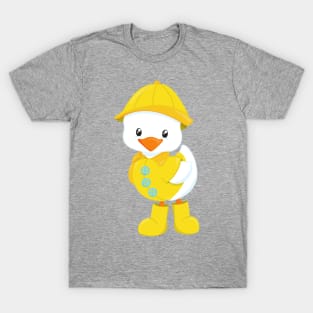 Cute Duck, Baby Duck, Duck In Raincoat, Rain T-Shirt